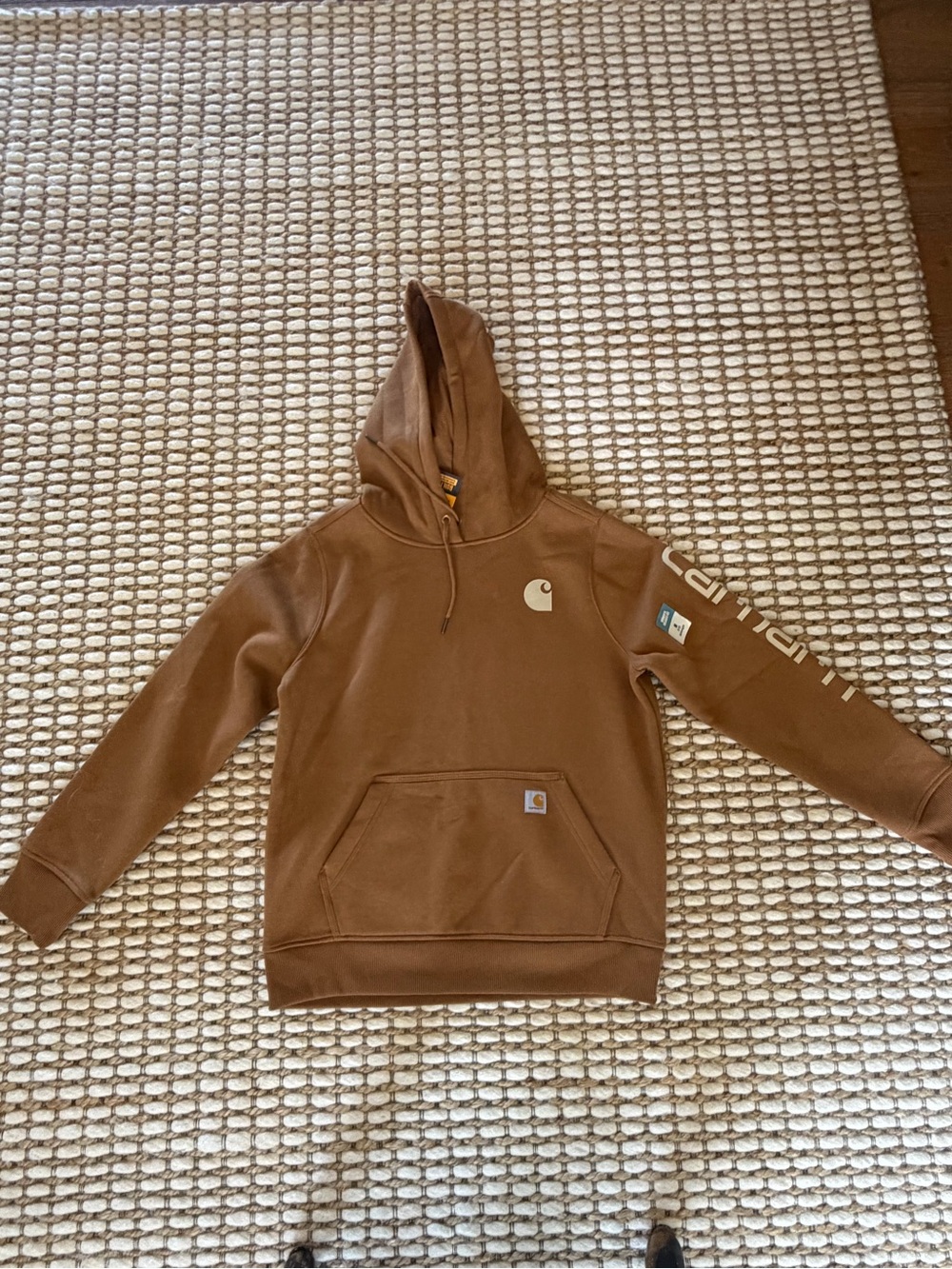 Carhartt Brown Crewneck Hoodie with Logo Sleeve
